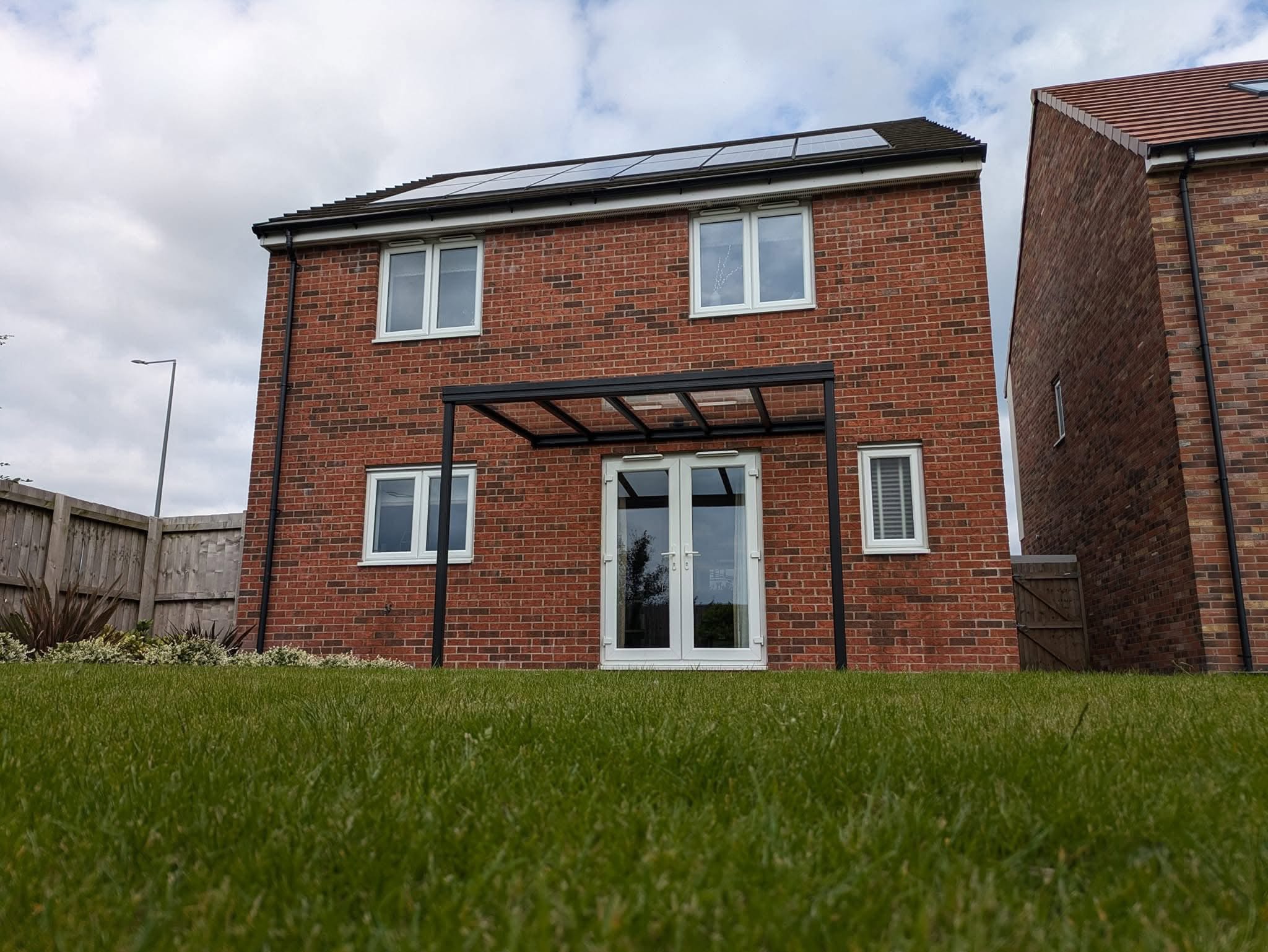 Canopy installed on a new build house